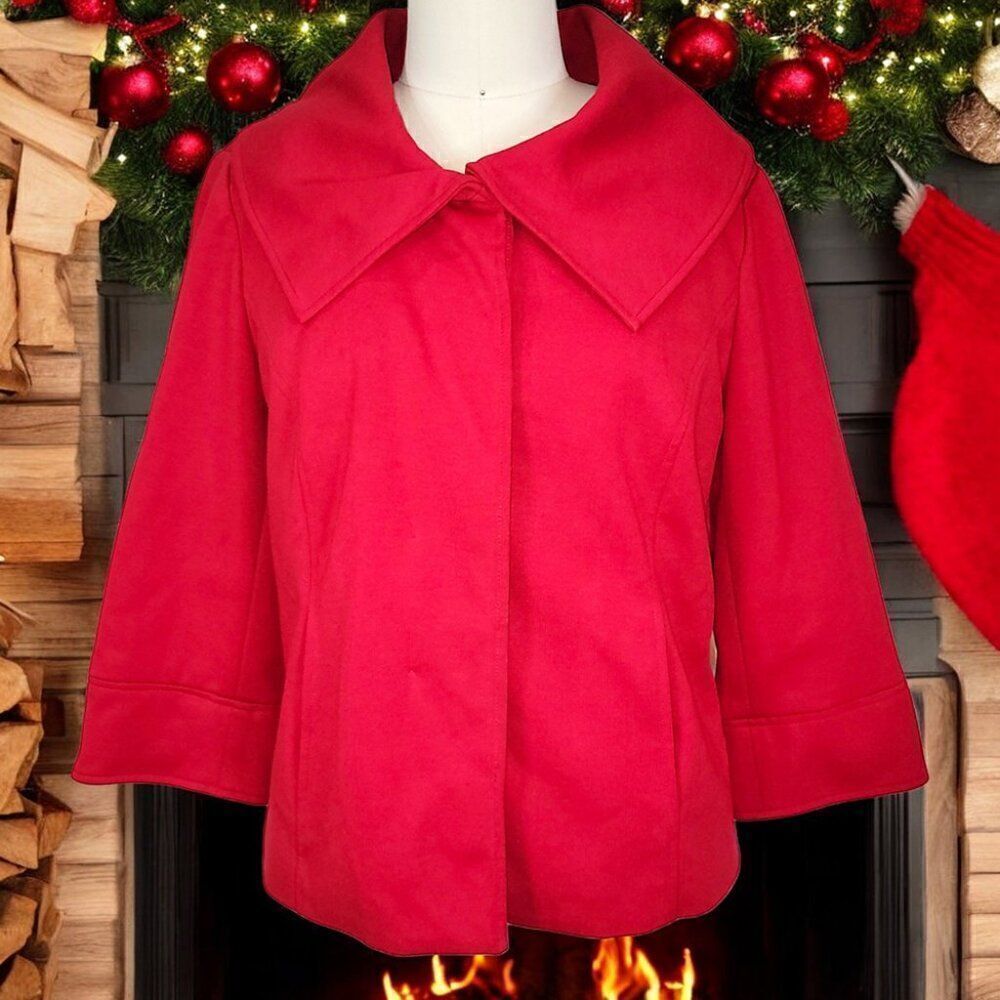 Sandro festive red wide Puritan collar swing jacket